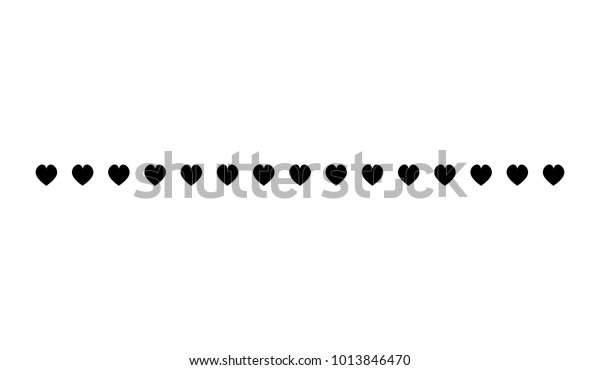 Heart Horizontal Line Simple Shape Vector Symbol Icon\
Design. Illustration of  hearts line divider isolated on white\
background. 