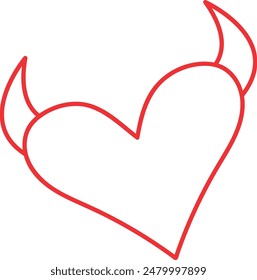 Heart with Horns Outline Icon