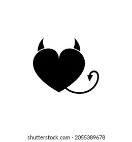heart with horns, ponytail icon in Good and evil set