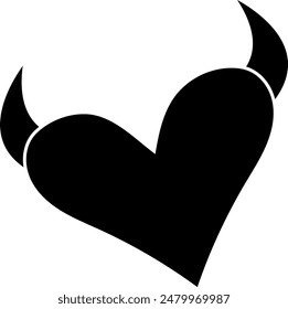 Heart with Horns Silhouette, Devil Heart