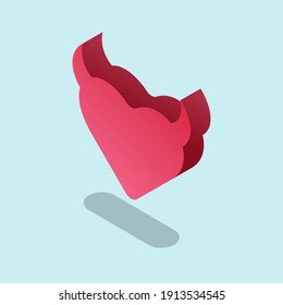 Corazón con cuernos. Ilustración vectorial en estilo isométrico. Icono simple 3d. 