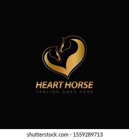 heart horse logo, with love vector