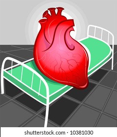 heart in hospital bed	