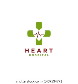 Heart hospital logo design vector simple style