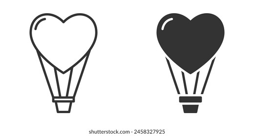 Heart hot air balloon icon. Vector illustration.