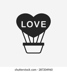 heart hot air balloon icon