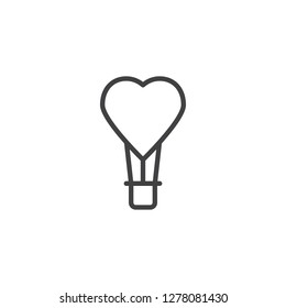 Heart hot air balloon line icon. linear style sign for mobile concept and web design. Hot air balloon outline vector icon. Love symbol, logo illustration. Pixel perfect vector 