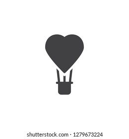 Heart hot air balloon vector icon. filled flat sign for mobile concept and web design. Hot air balloon simple solid icon. Love symbol, logo illustration. Pixel perfect vector graphics