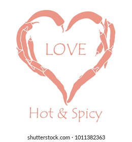 Heart of hot chilli peppers. Design for banner, poster or print. Greeting card Valentine's Day.