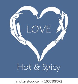 Heart of hot chilli peppers. Design for banner, poster or print. Greeting card Valentine's Day.