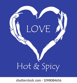 Heart of hot chilli peppers. Design for banner, poster or print. Greeting card Valentine's Day.