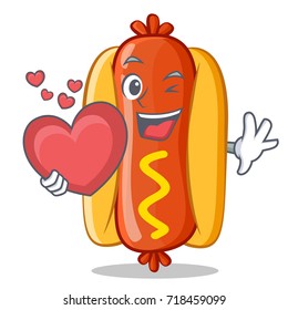 With Heart Hot Dog Cartoon Character