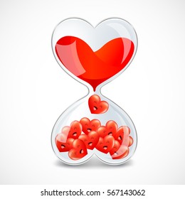 Heart hourglass design. Illustration isolated on white background. Love with valentine's day concept.