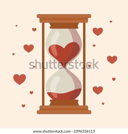 Heart in hourglass in flat design. Means being in love or the length of our lives. Valentine concept.