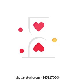 Heart, Hourglass, Glass, Hour, Waiting  Flat Color Icon. Vector icon banner Template