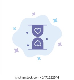 Heart, Hourglass, Glass, Hour, Waiting Blue Icon on Abstract Cloud Background. Vector Icon Template background