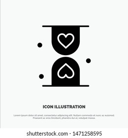 Heart, Hourglass, Glass, Hour, Waiting solid Glyph Icon vector. Vector Icon Template background