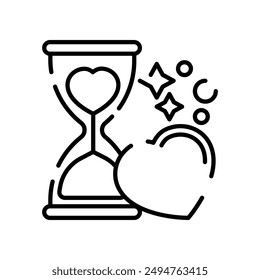 Heart Hourglass Outline Icon, Vector illustration