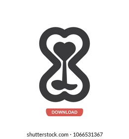 Heart hourglass vector icon