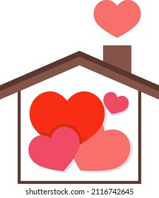 Heart house in flat style illustration