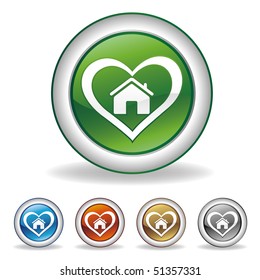 icono del corazón y la casa