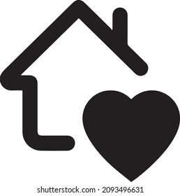 heart house icon home icon on a white background