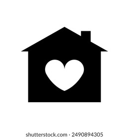 Heart house icon illustrated on background