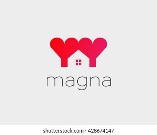 Heart House Logotype. Love Home Logo Vector Symbol.