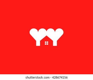 Heart House Logotype. Love Home Logo Vector Symbol.