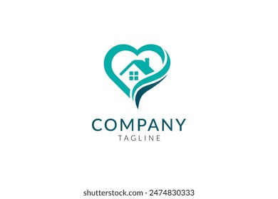 Heart house monogram modern logo