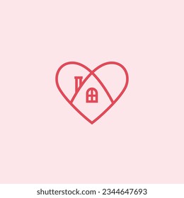 Imagen de icono del logotipo del logotipo del esquema lineal simple del centro del corazón