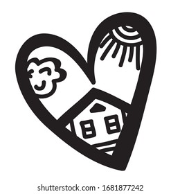 Heart and house. Vector illustration