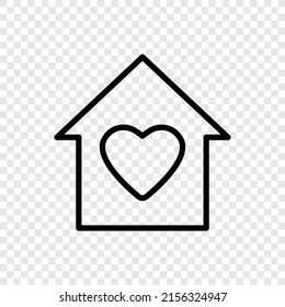 Heart, house vector simple icon. Flat design. Transparent grid.
