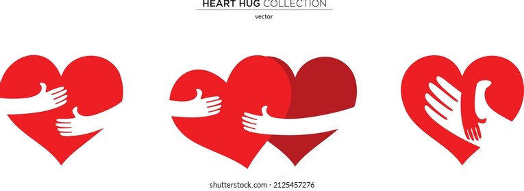 Heart hug collection, vector designed illustrations