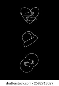 Heart Hug Continuous Line Icon. Circle Hug Monoline Icon.
Abstract Embrace Line Art Icon. Editable Stroke.