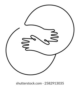 Heart Hug Continuous Line Icon. Circle Hug Monoline Icon.
Abstract Embrace Line Art Icon. Editable Stroke.