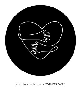 Heart Hug Continuous Line Icon. Circle Hug Monoline Icon.
Abstract Embrace Line Art Icon. Editable Stroke.