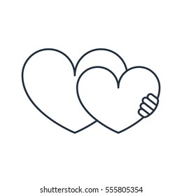 Heart hug isolated line icon on white background