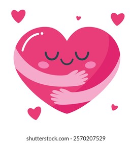 Heart hug, love yourself, vector illustration