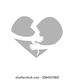 heart with hugs, vector illustration