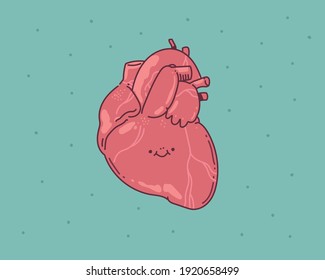 heart human doodle . anatomy flat medical organ icon