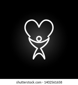 heart with human neon icon. Elements of Heartbeat set. Simple icon for websites, web design, mobile app, info graphics