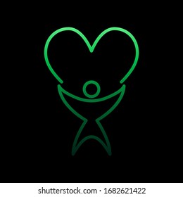 Herz mit menschlicher Nolan-Ikone. Einfache dünne Linie, Vektorillustration von Heartbeat-Symbolen für i und ux, Website oder mobile Anwendungen