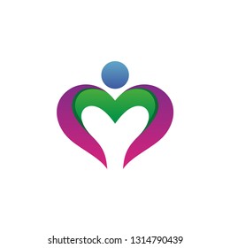 Heart With Human Shape Logo Vector
