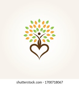 Heart and Human Tree logo. Vector Designs Illustration