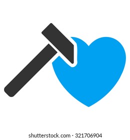 Heart Hummer vector icon. Style is bicolor flat symbol, blue and gray colors, rounded angles, white background.