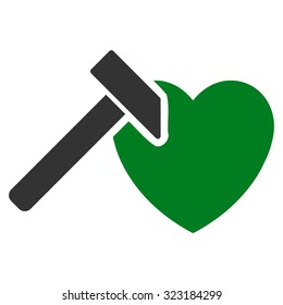 Heart Hummer vector icon. Style is bicolor flat symbol, green and gray colors, rounded angles, white background.