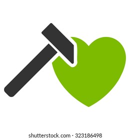 Heart Hummer vector icon. Style is bicolor flat symbol, eco green and gray colors, rounded angles, white background.