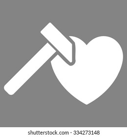 Heart Hummer vector icon. Style is flat symbol, white color, rounded angles, gray background.