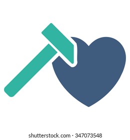 Heart Hummer vector icon. Style is bicolor flat symbol, cobalt and cyan colors, rounded angles, white background.